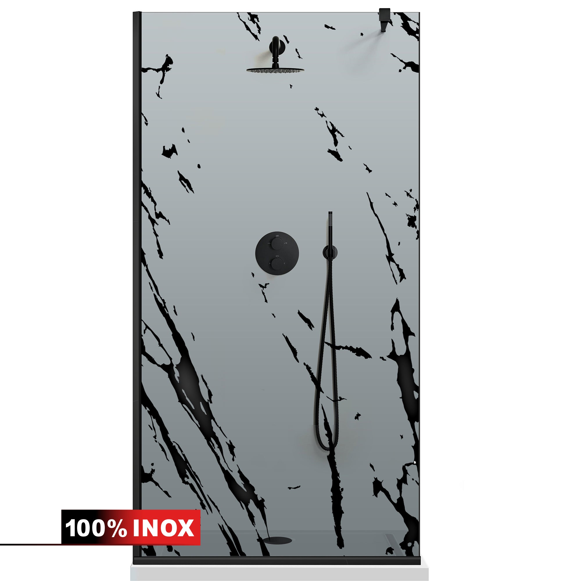 Shower Screens Walk-in, Black shower wall, #Grey #Grey