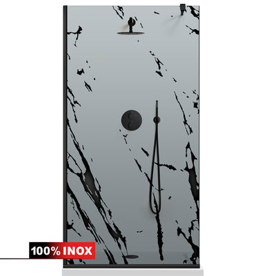 Shower Screens Walk-in, Black shower wall, #Grey #Grey