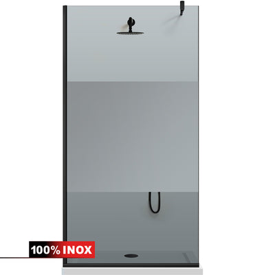 Shower Screens Walk-in, Black shower wall, #Grey #Grey