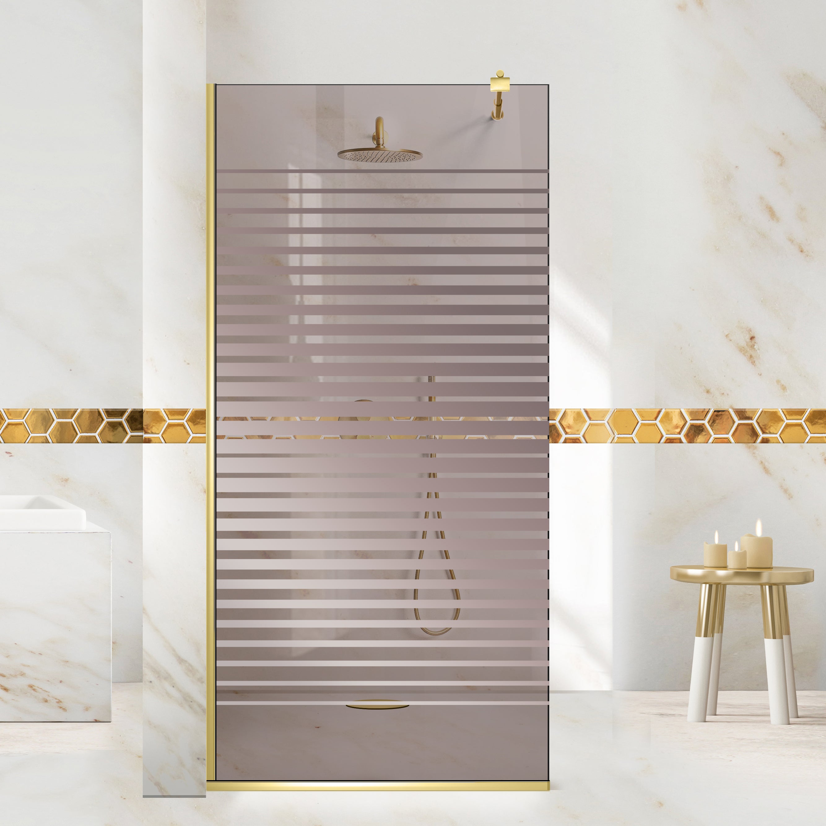 Shower Screens Walk-in, Shower Wall Gold, #Bronze #Bronze