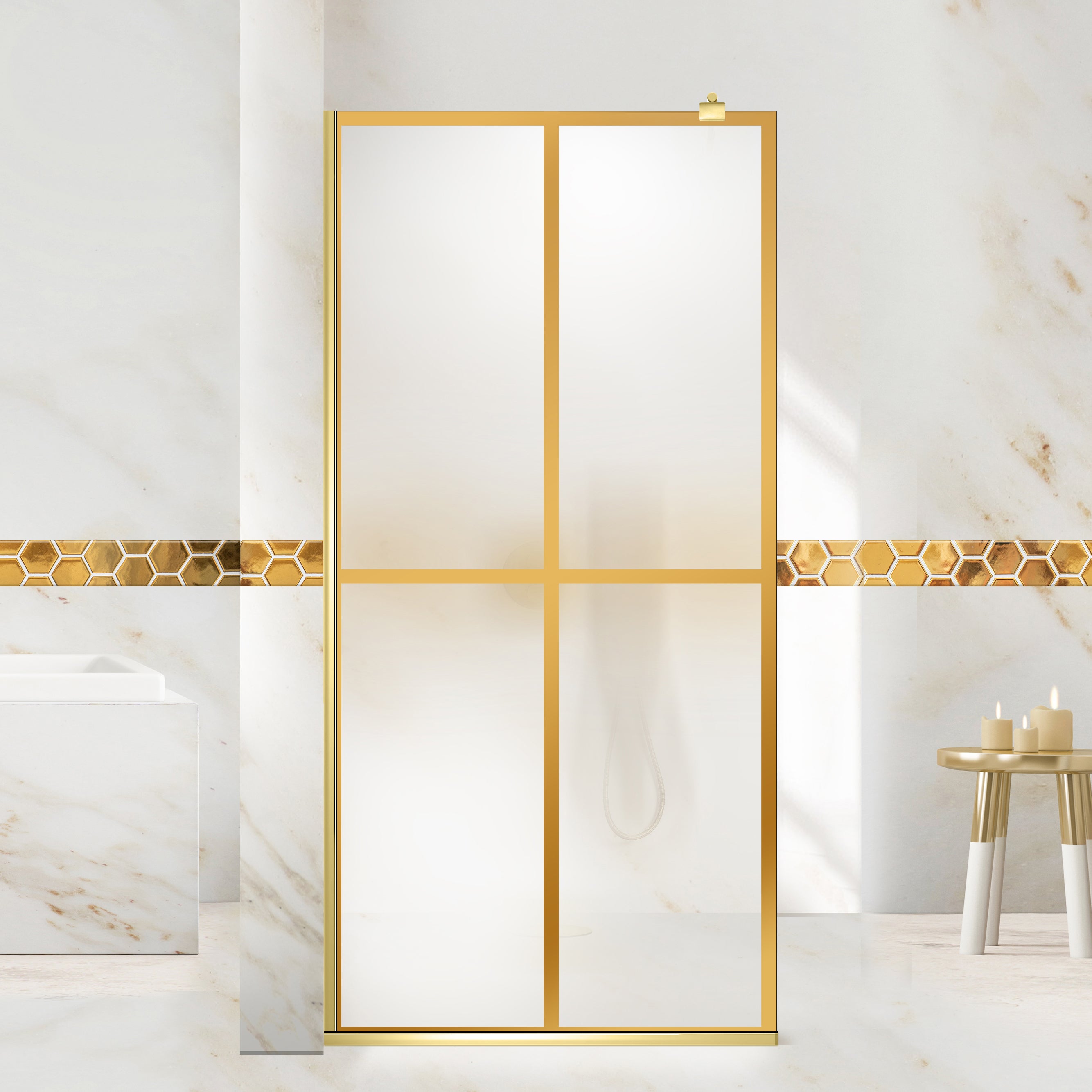 Shower Screens Walk-in, Shower Wall Gold, #Satiné #Matt