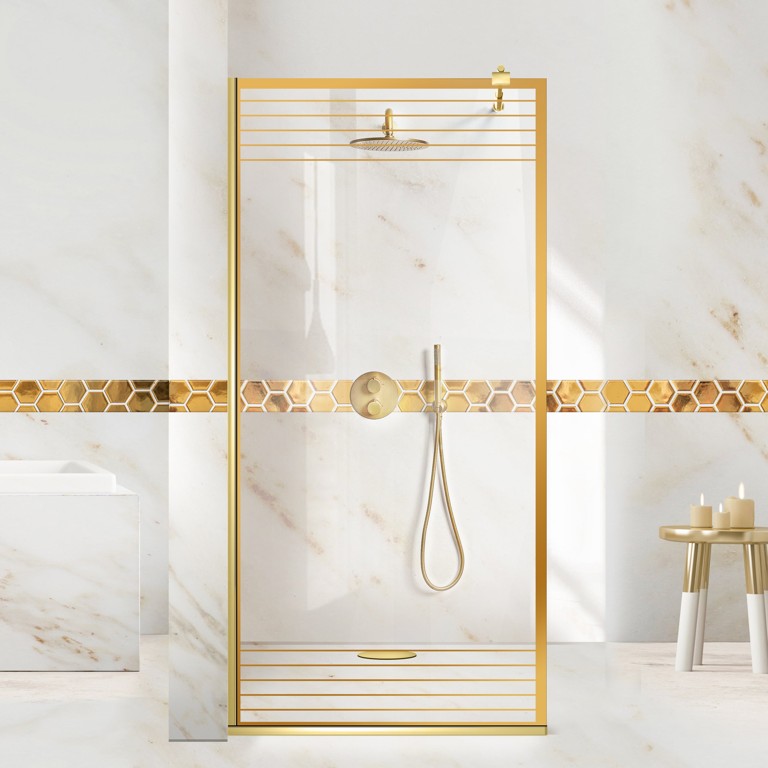 Shower Screens Walk-in, Black Shower Wall, #Clear #Crystal Clear