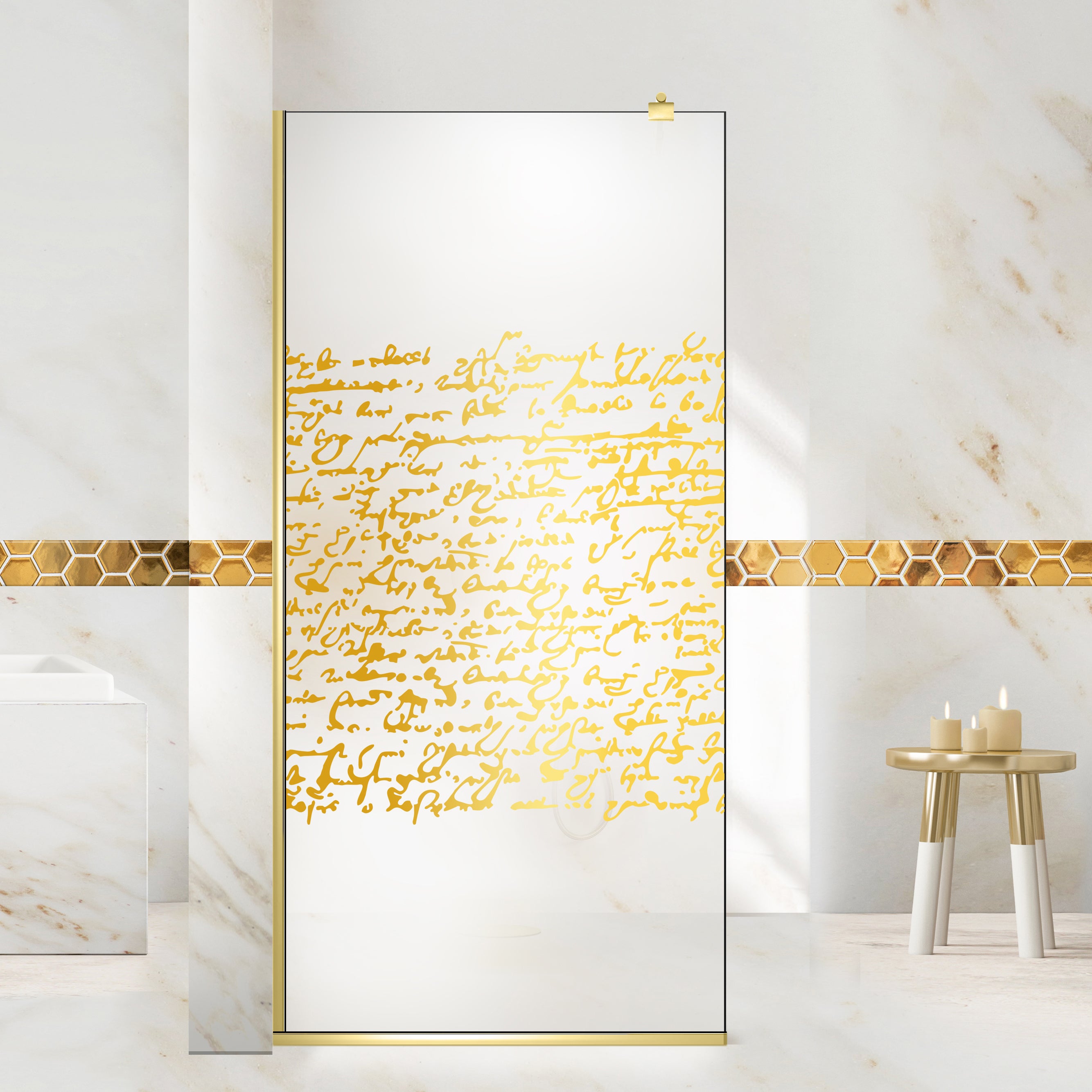 Shower Screens Walk-in, Shower Wall Gold, #Satiné #Matt