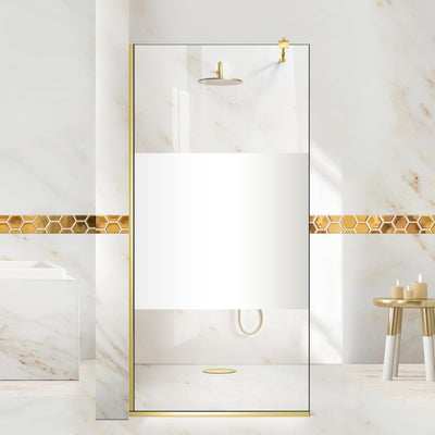 Shower Screens Walk-in, Shower Wall Gold, #Clear #Water-Clear