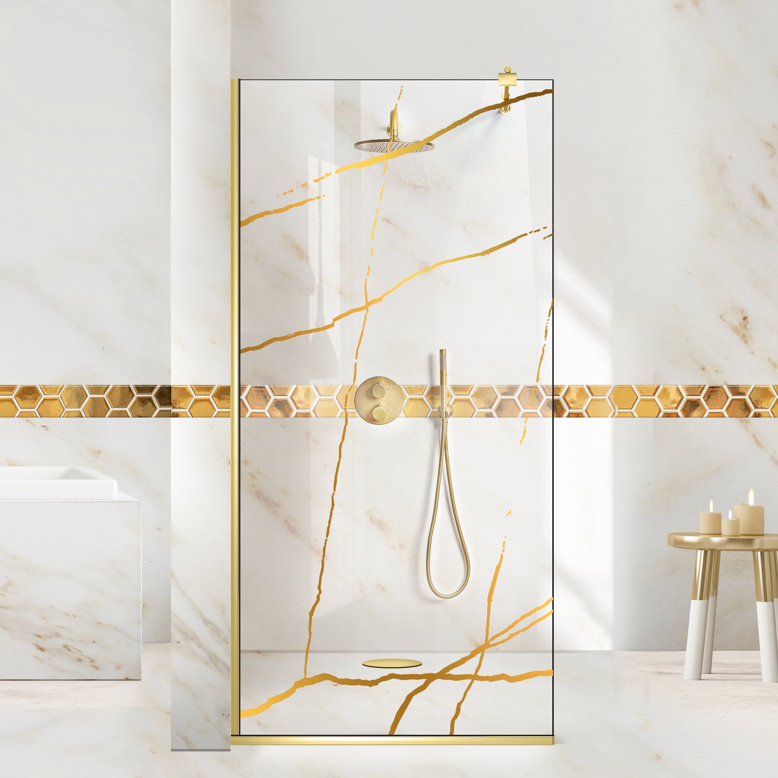 Shower Screens Walk-in, Black Shower Wall, #Clear #Crystal Clear