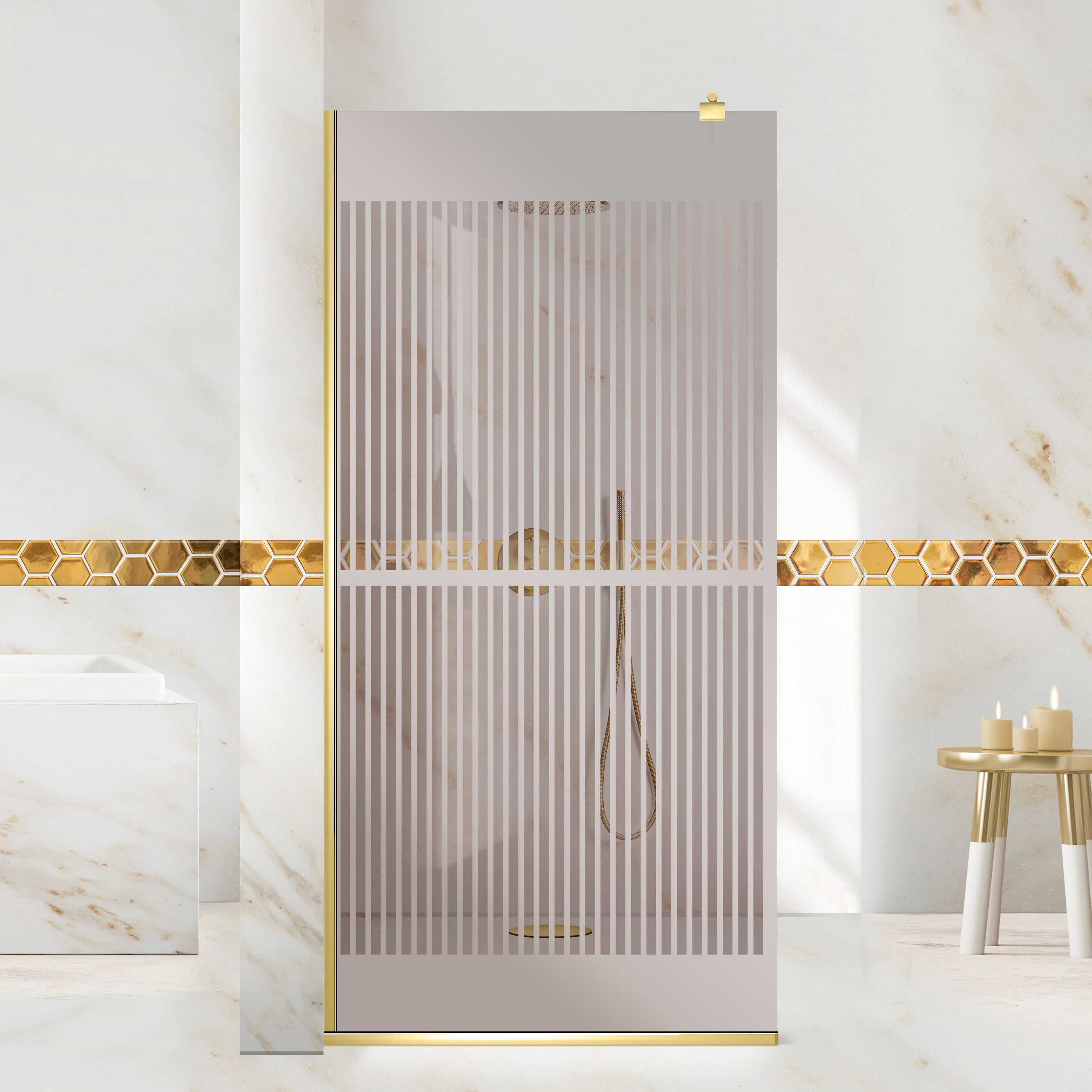 Shower Screens Walk-in, Shower Wall Gold, #Bronze #Bronze