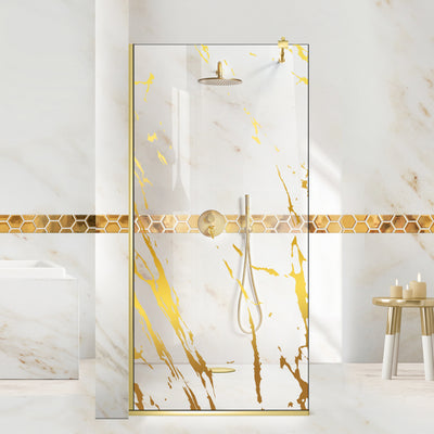 Shower Screens Walk-in, Shower Wall Gold, #Clear #Water-Clear