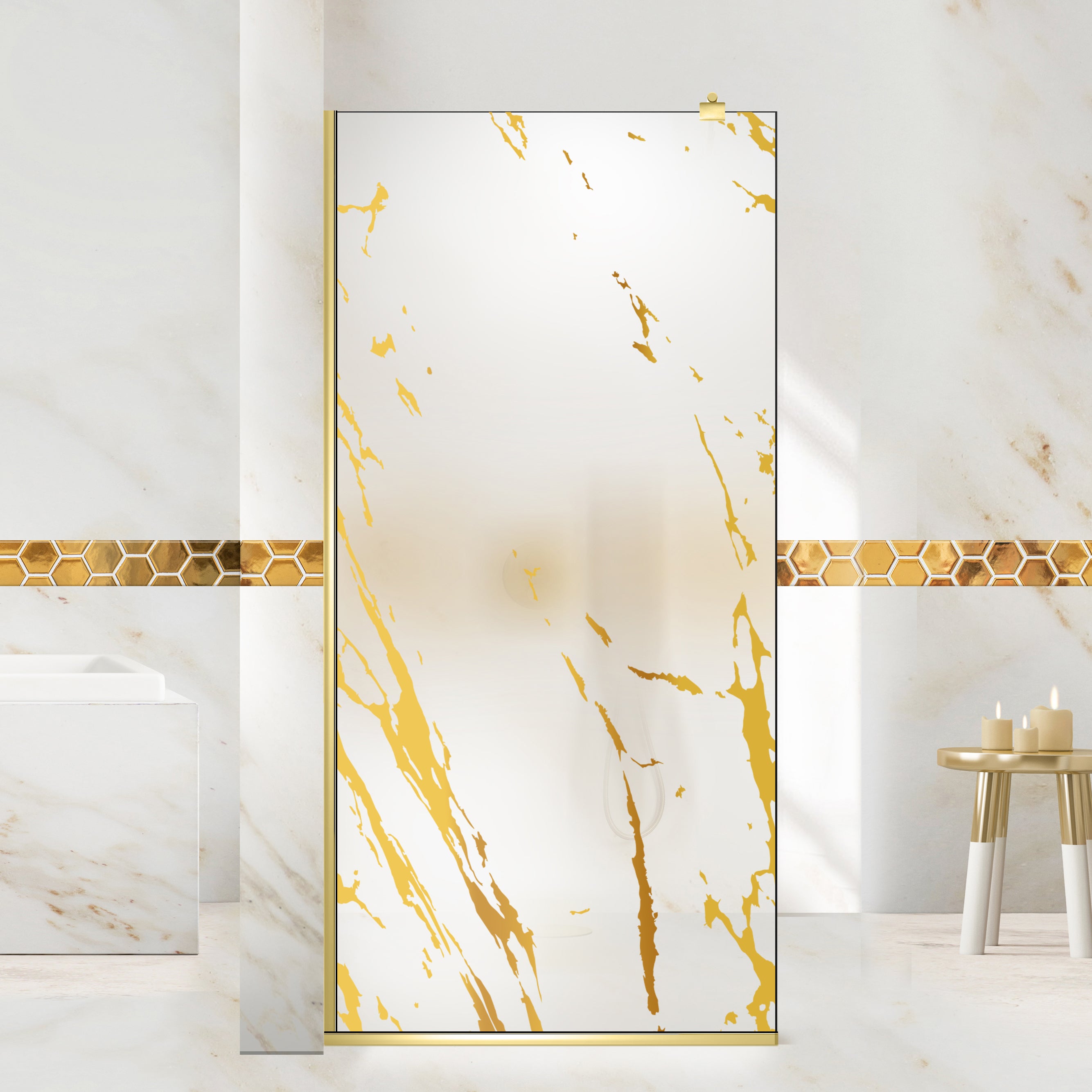 Shower Screens Walk-in, Shower Wall Gold, #Satiné #Matt