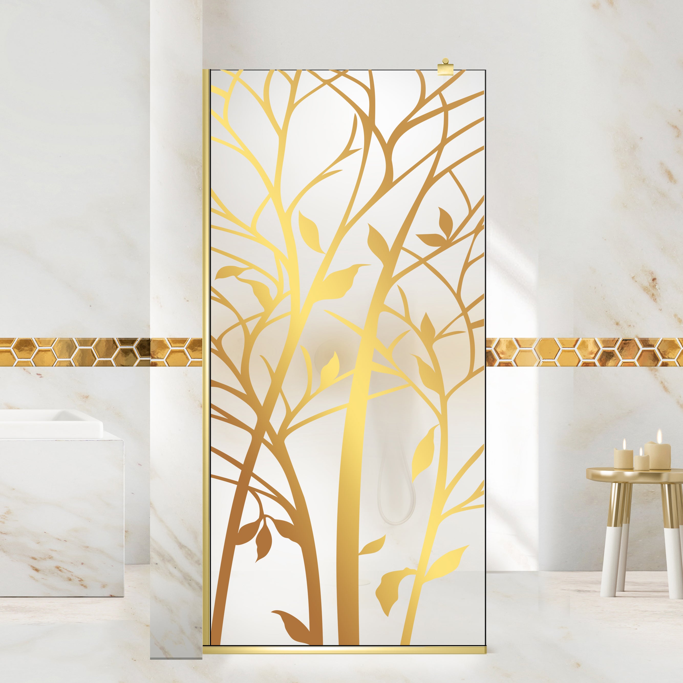 Shower Screens Walk-in, Shower Wall Gold, #Satiné #Matt