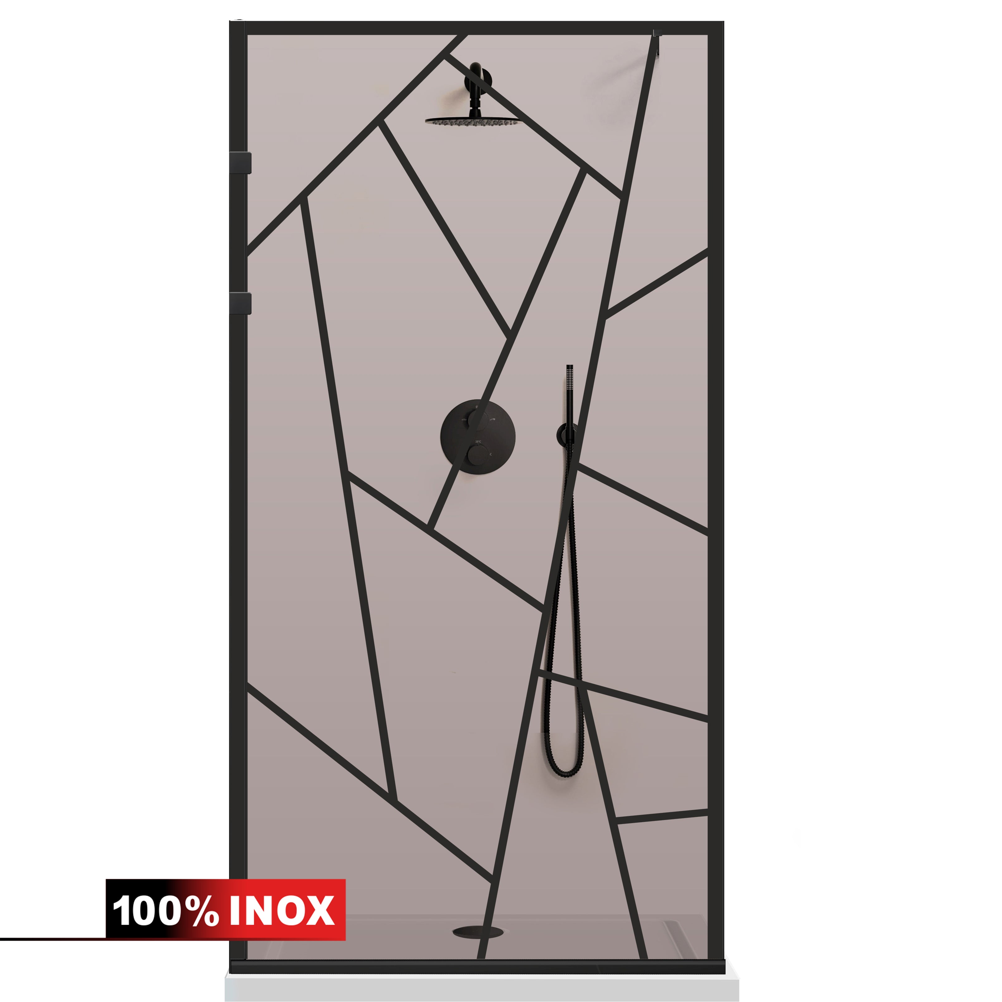 Shower Screens Walk-in, Stainless steel shower wall, matte black #Bronze