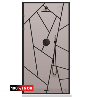 Shower Screens Walk-in, Stainless steel shower wall, matte black #Bronze