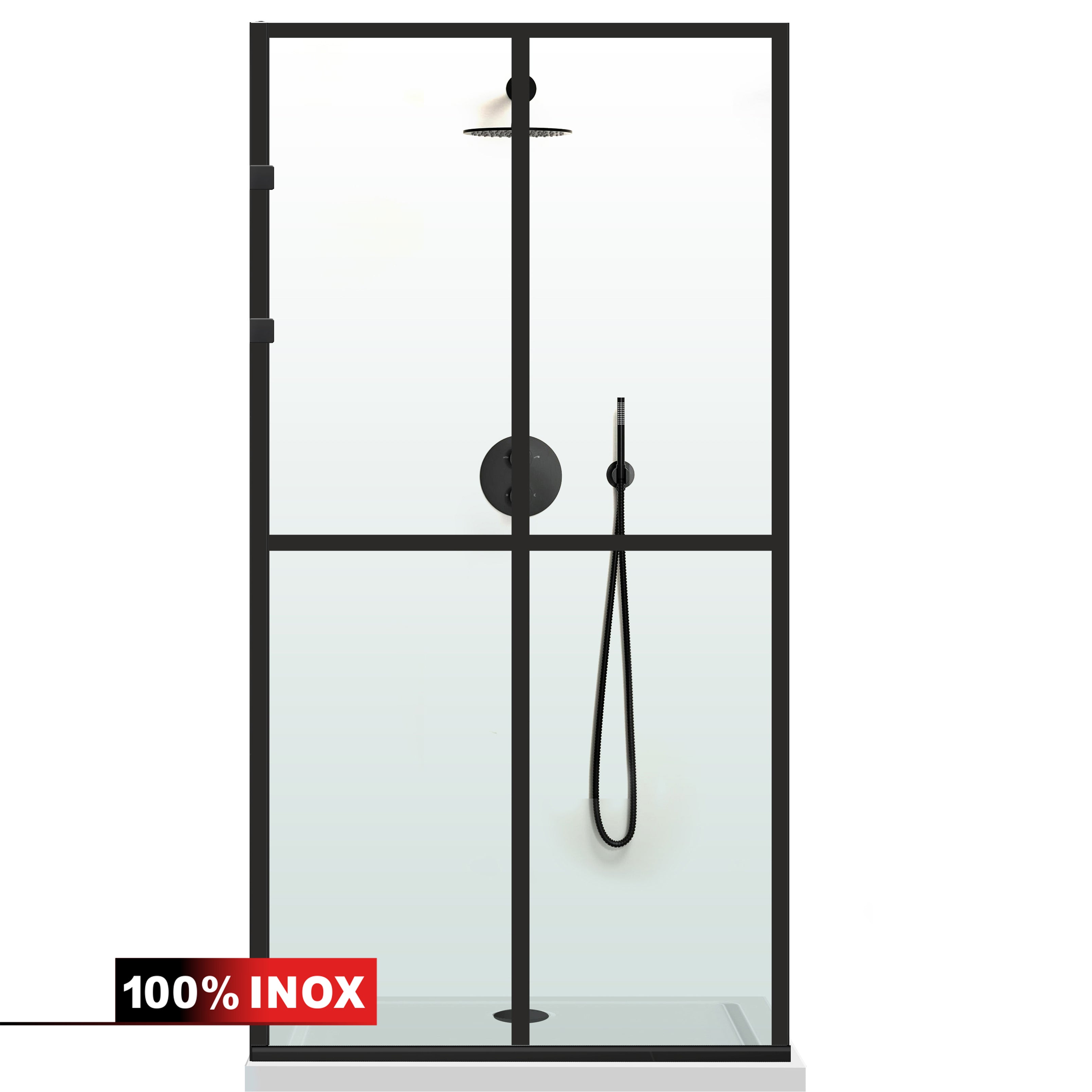 Shower Screens Walk-in, Stainless steel shower wall, matte black, #Clear #Clear