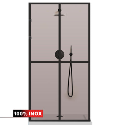 Shower Screens Walk-in, Stainless steel shower wall, matte black #Bronze