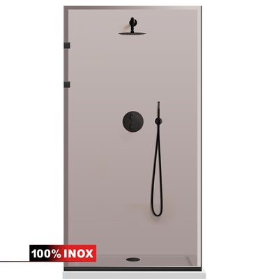 Shower Screens Walk-in, Stainless steel shower wall, matte black #Bronze