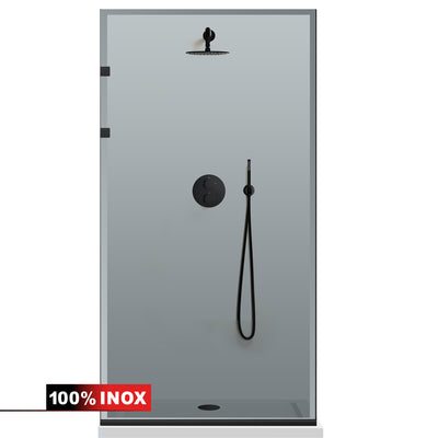 Shower Screens Walk-in, Stainless steel shower wall, matte black #Grey