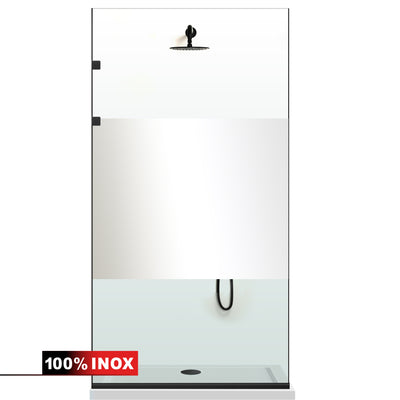Shower Screens Walk-in, Stainless steel shower wall, matte black, #Clear #Clear