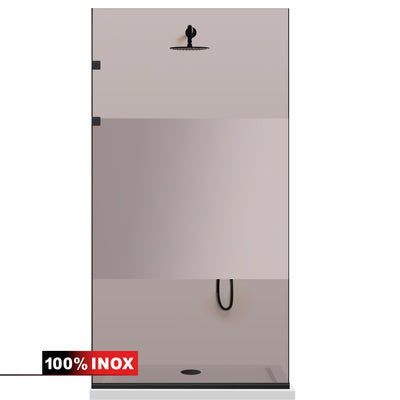 Shower Screens Walk-in, Stainless steel shower wall, matte black #Bronze