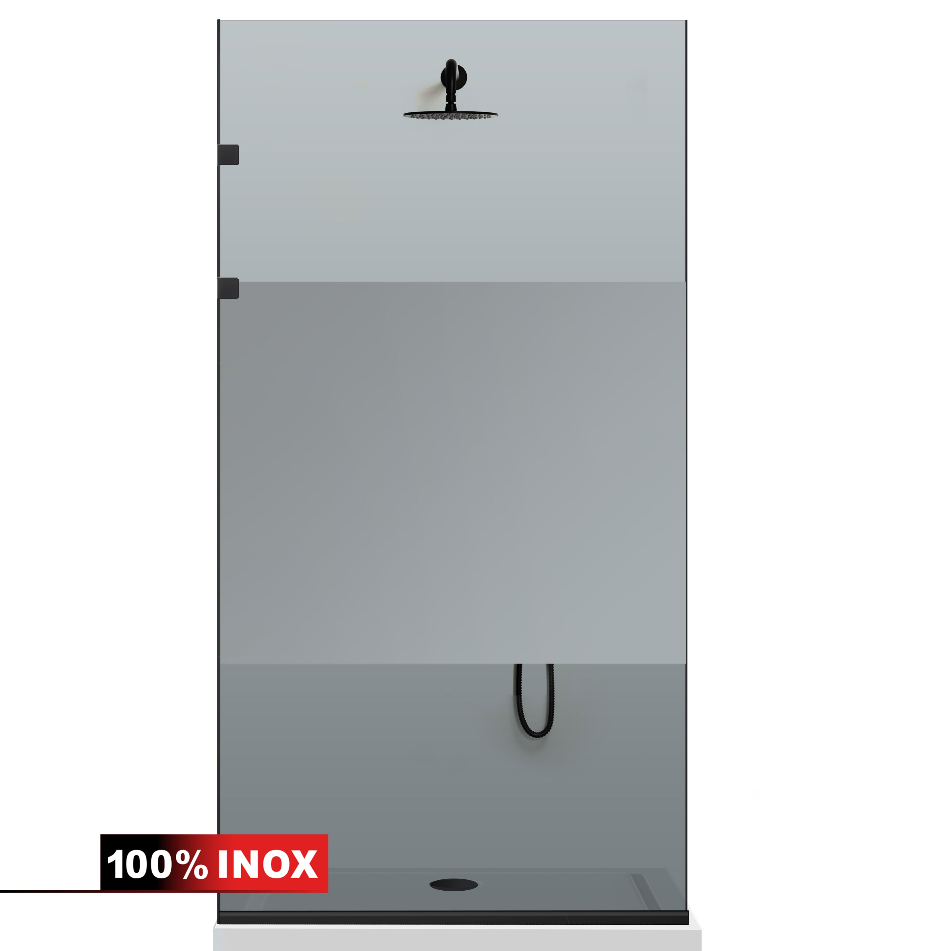 Shower Screens Walk-in, Stainless steel shower wall, matte black #Grey