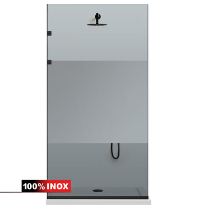 Shower Screens Walk-in, Stainless steel shower wall, matte black #Grey