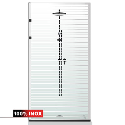 Shower Screens Walk-in, Stainless steel shower wall, matte black, #Clear #Clear