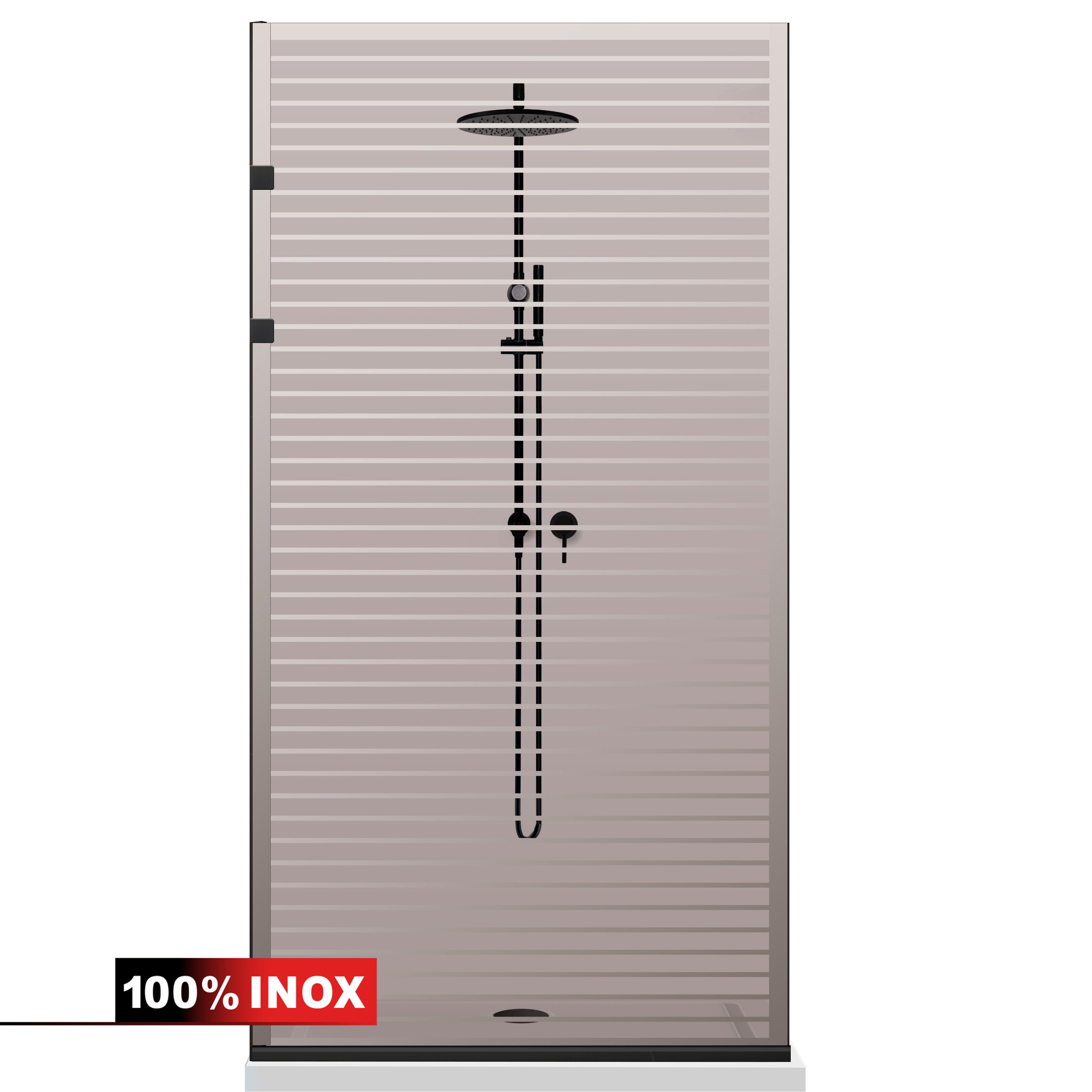 Shower Screens Walk-in, Stainless steel shower wall, matte black #Bronze