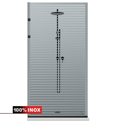 Shower Screens Walk-in, Stainless steel shower wall, matte black #Grey