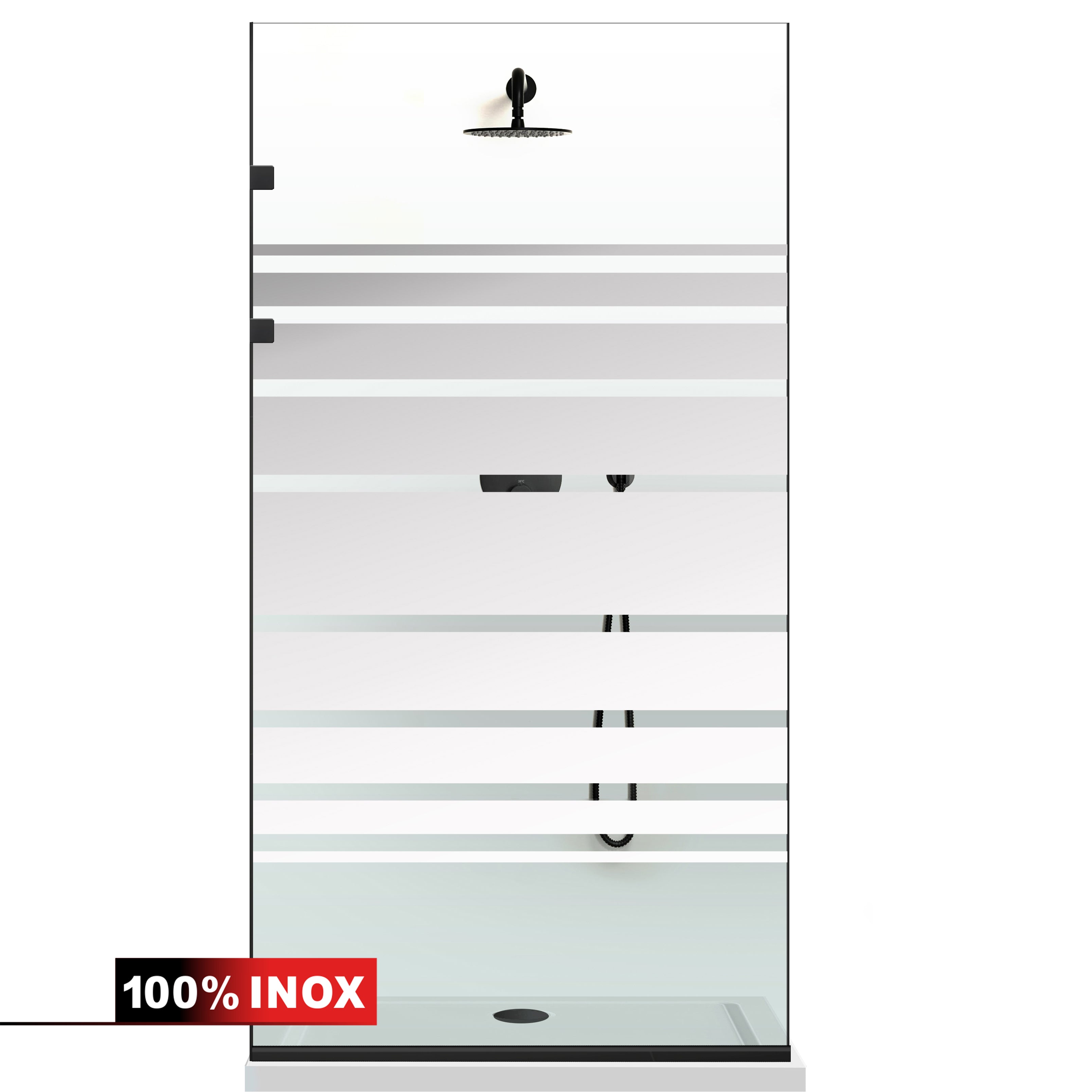 Shower Screens Walk-in, Stainless steel shower wall, matte black, #Clear #Clear