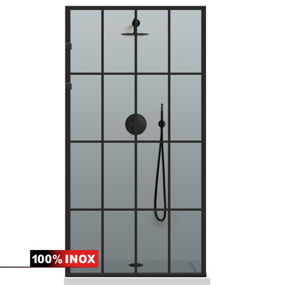 Shower Screens Walk-in, Stainless steel shower wall, matte black #Grey