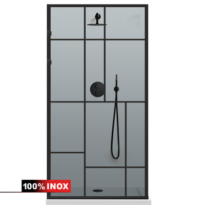 Shower Screens Walk-in, Stainless steel shower wall, matte black #Grey