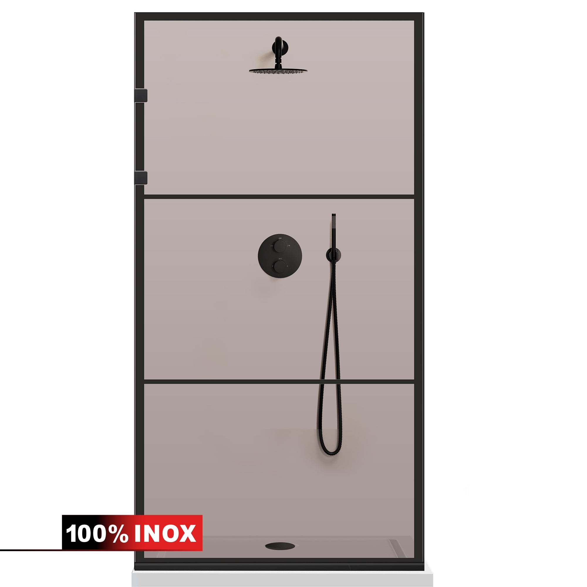 Shower Screens Walk-in, Stainless steel shower wall, matte black #Bronze