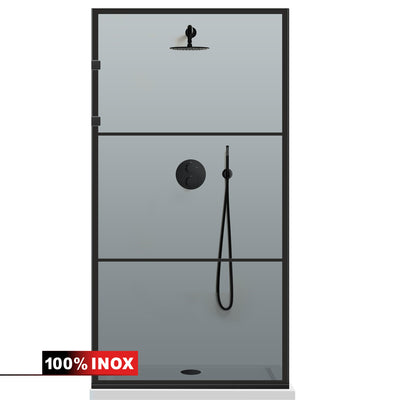 Shower Screens Walk-in, Stainless steel shower wall, matte black #Grey