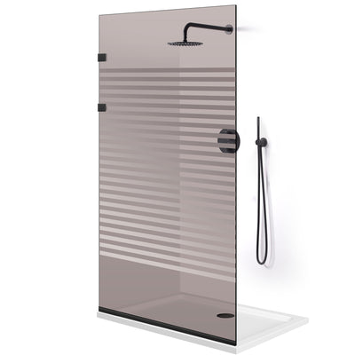 Shower Screens Walk-in, Stainless steel shower wall, matte black #Bronze