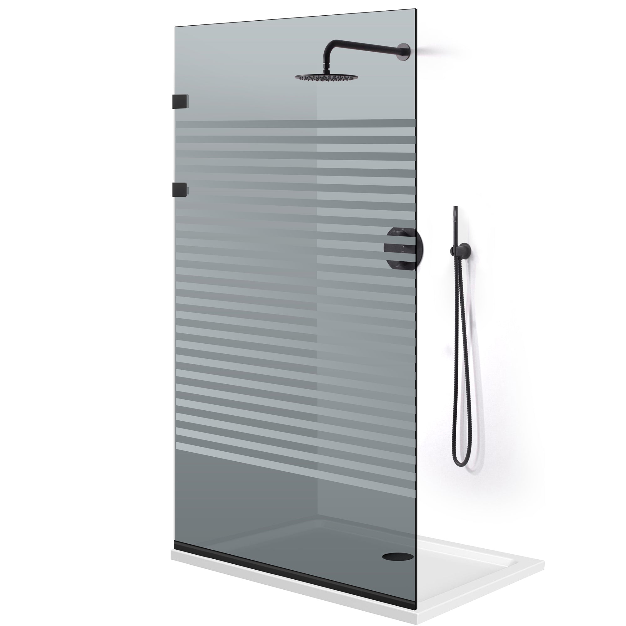 Shower Screens Walk-in, Stainless steel shower wall, matte black #Grey