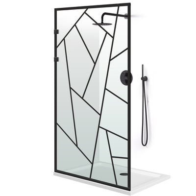 Shower Screens Walk-in, Stainless steel shower wall, matte black, #Clear #Clear