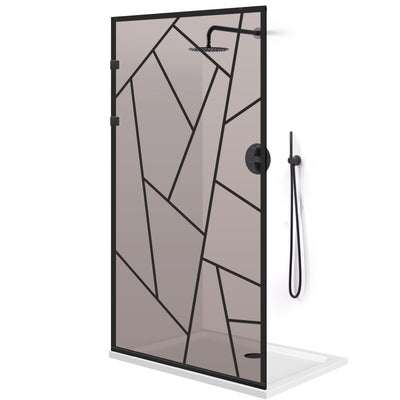 Shower Screens Walk-in, Stainless steel shower wall, matte black #Bronze