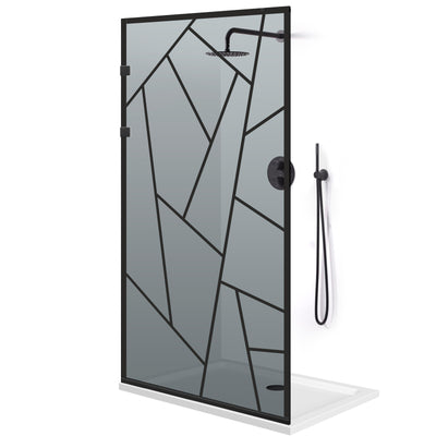Shower Screens Walk-in, Stainless steel shower wall, matte black #Grey