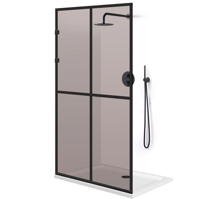 Shower Screens Walk-in, Stainless steel shower wall, matte black #Bronze