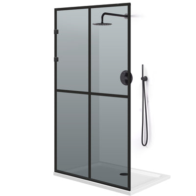 Shower Screens Walk-in, Stainless steel shower wall, matte black #Grey