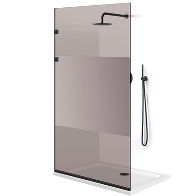Shower Screens Walk-in, Stainless steel shower wall, matte black #Bronze