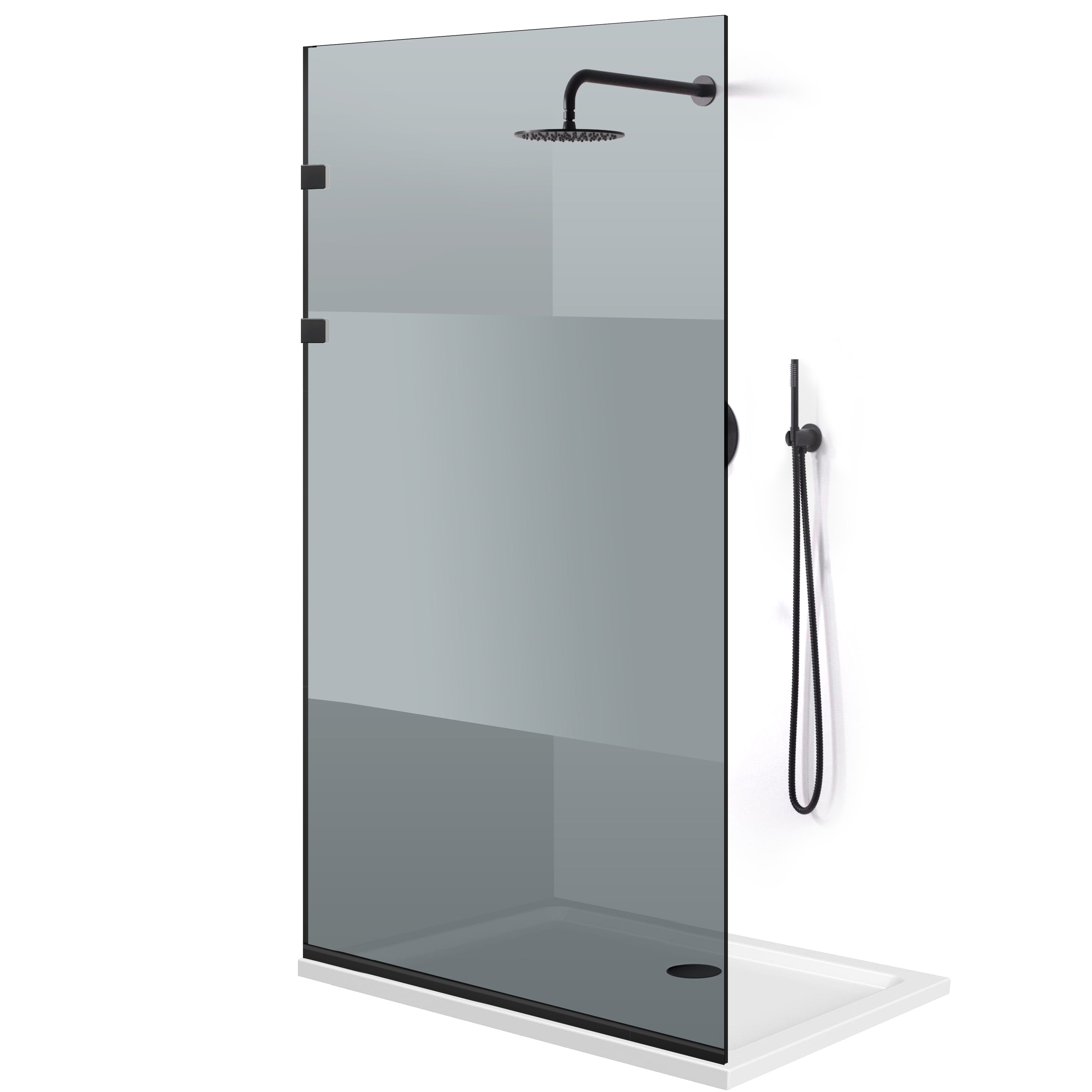Shower Screens Walk-in, Stainless steel shower wall, matte black #Grey