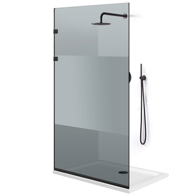 Shower Screens Walk-in, Stainless steel shower wall, matte black #Grey