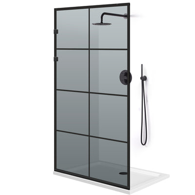 Shower Screens Walk-in, Stainless steel shower wall, matte black #Grey