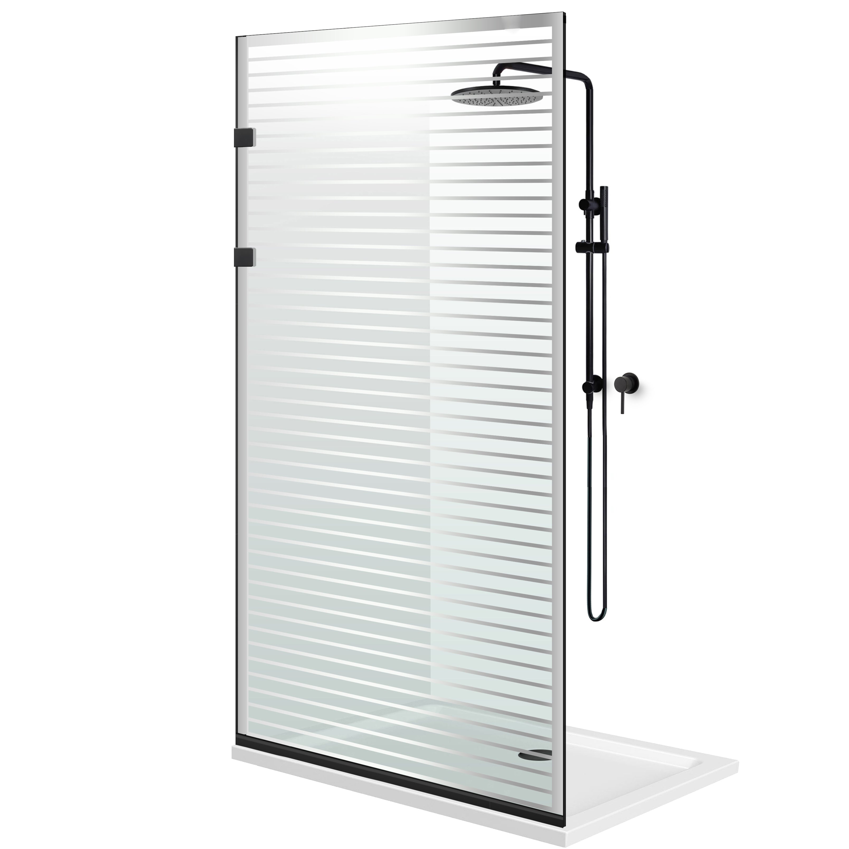 Shower Screens Walk-in, Stainless steel shower wall, matte black, #Clear #Clear