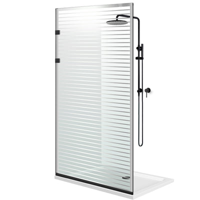 Shower Screens Walk-in, Stainless steel shower wall, matte black, #Clear #Clear