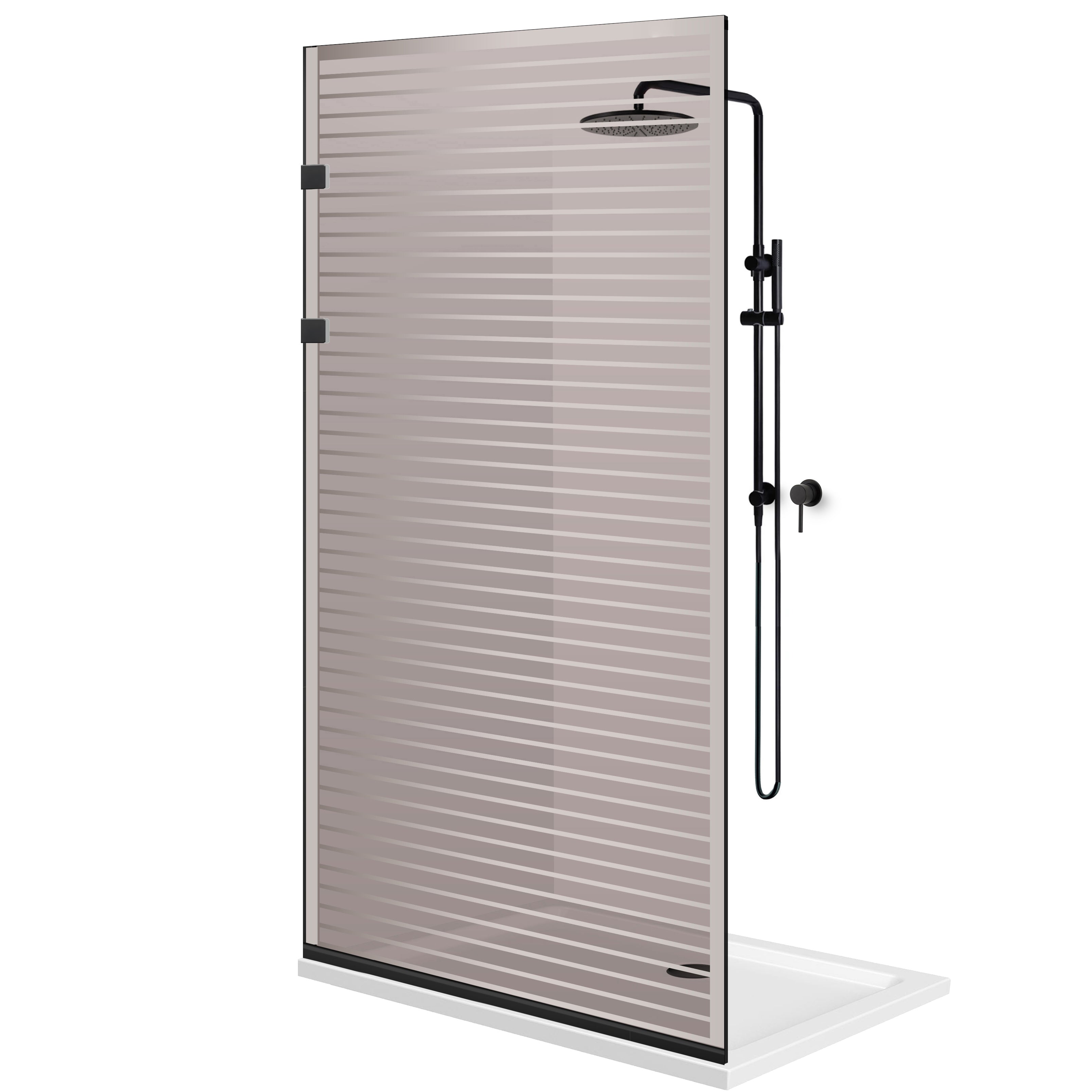 Shower Screens Walk-in, Stainless steel shower wall, matte black #Bronze