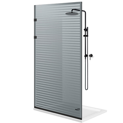 Shower Screens Walk-in, Stainless steel shower wall, matte black #Grey