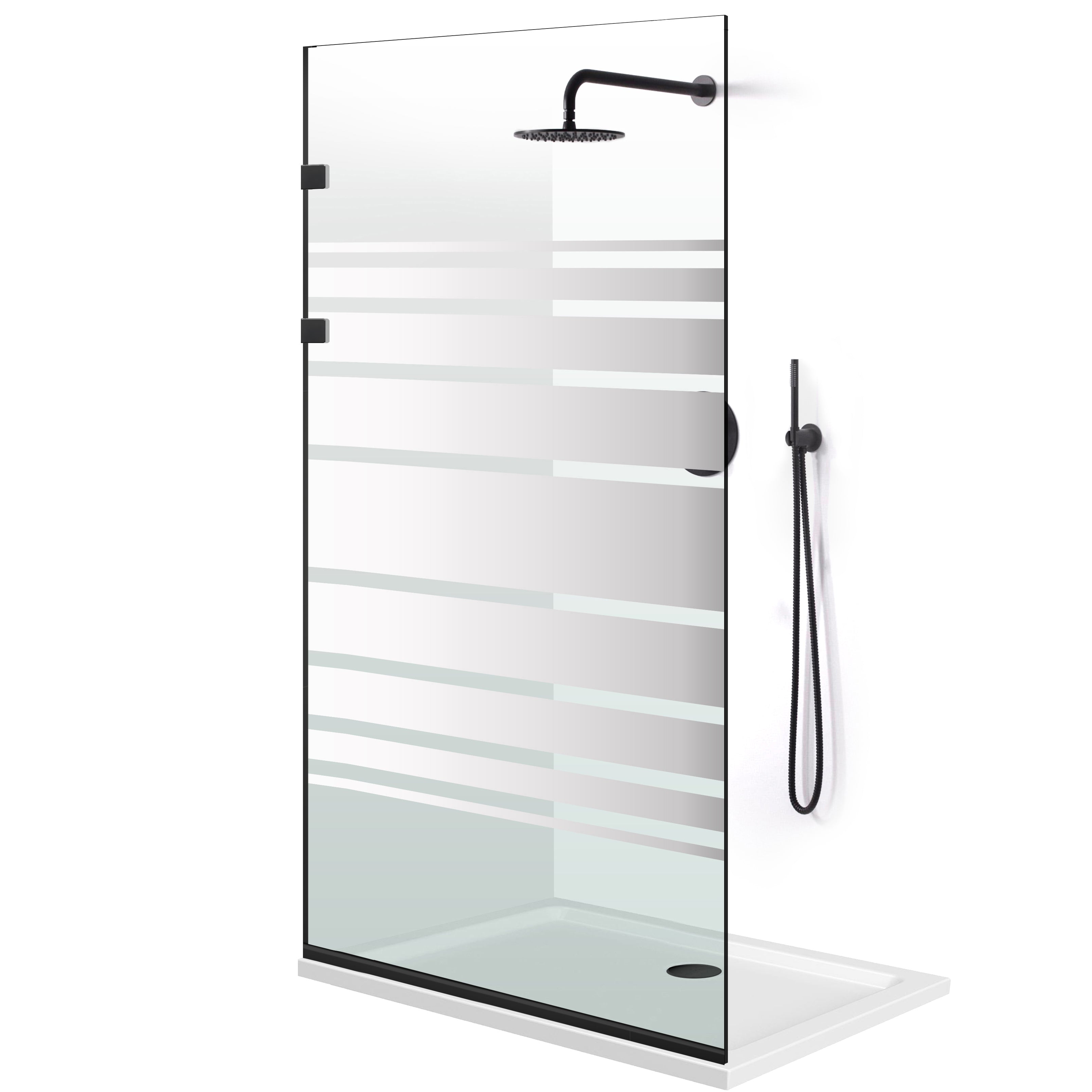 Shower Screens Walk-in, Stainless steel shower wall, matte black, #Clear #Clear