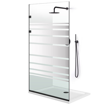 Shower Screens Walk-in, Stainless steel shower wall, matte black, #Clear #Clear