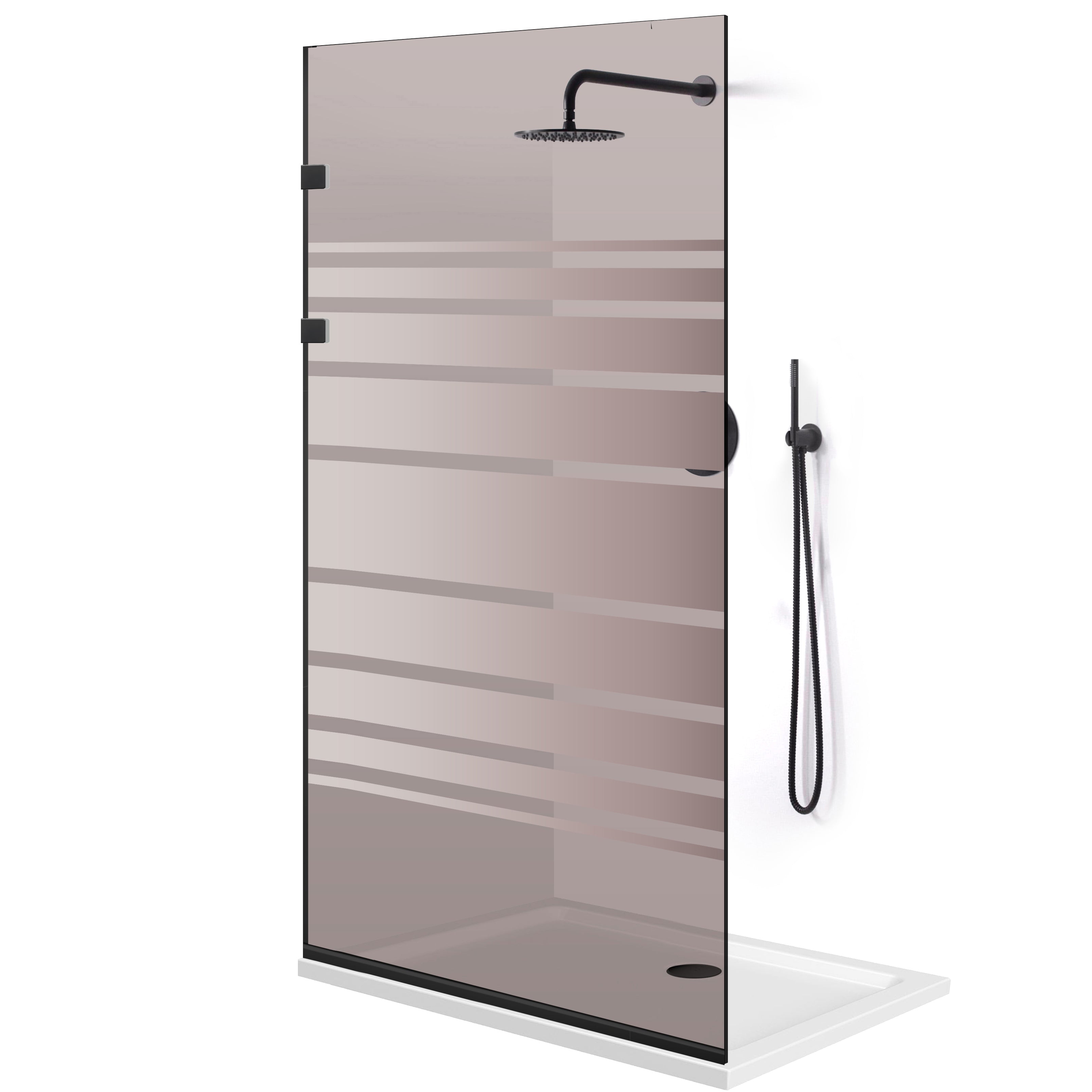 Shower Screens Walk-in, Stainless steel shower wall, matte black #Bronze