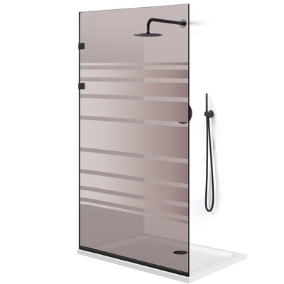 Shower Screens Walk-in, Stainless steel shower wall, matte black #Bronze